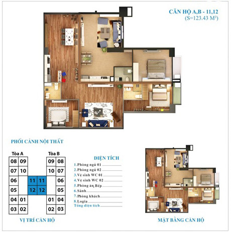 mặt bằng căn hộ tứ hiệp plaza